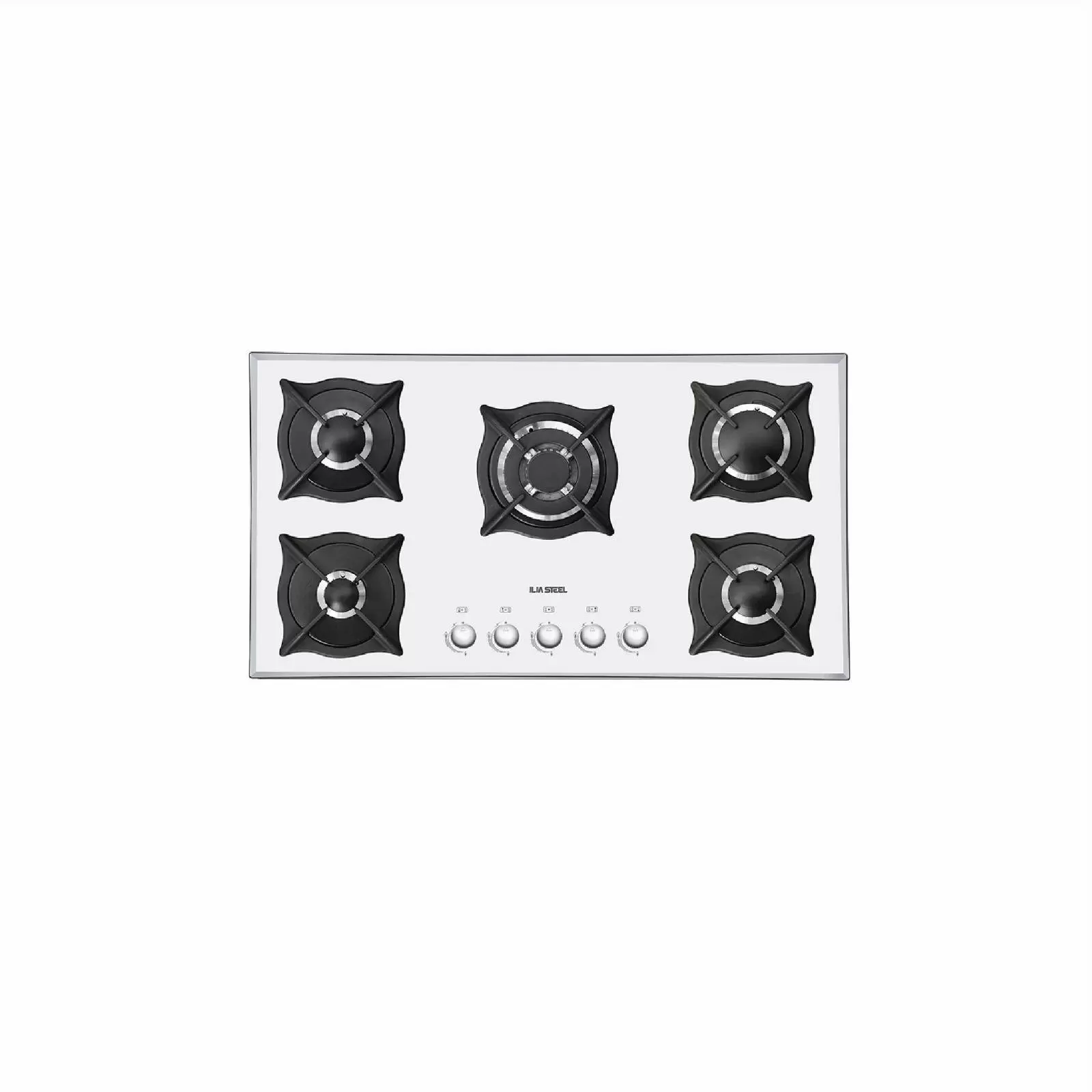 اجاق 5شعله شیشه ای سفید G524W  ایلیا استیل کد:005859